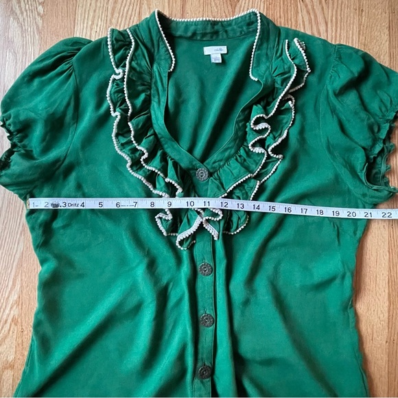 Anthropologie Odille green ruffle blouse size 14 - Picture 11 of 12